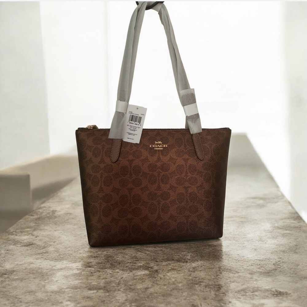 Coach Signature Brown metallic Tote